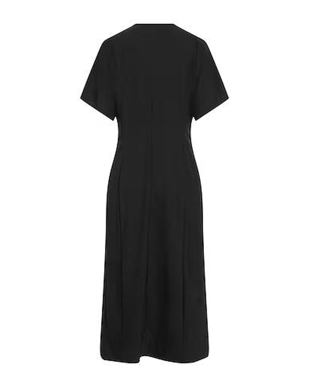 Ganni Black Viscose-Blend Midi Shirt Dress