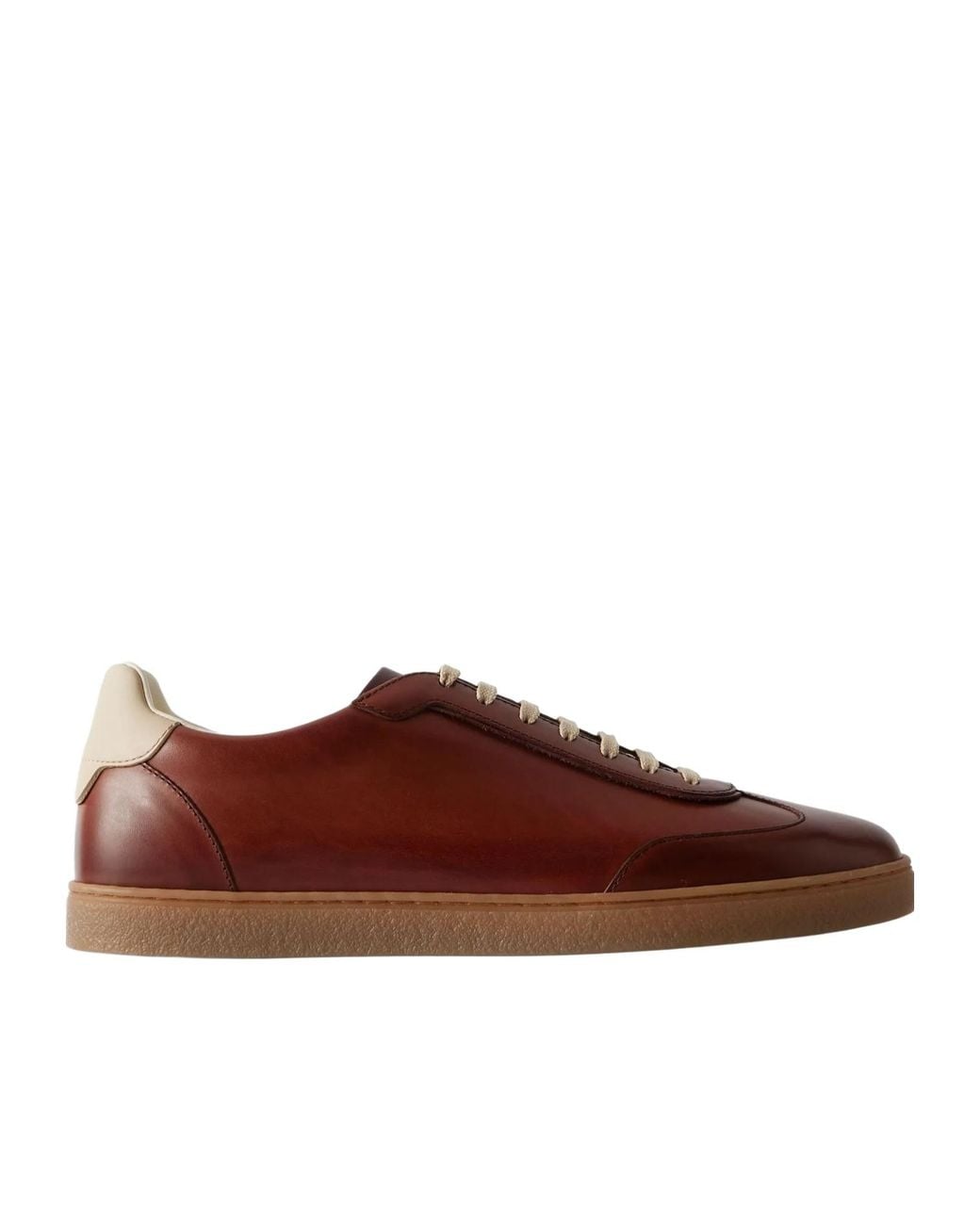 Brunello Cucinelli Brown Leather Sneakers for men