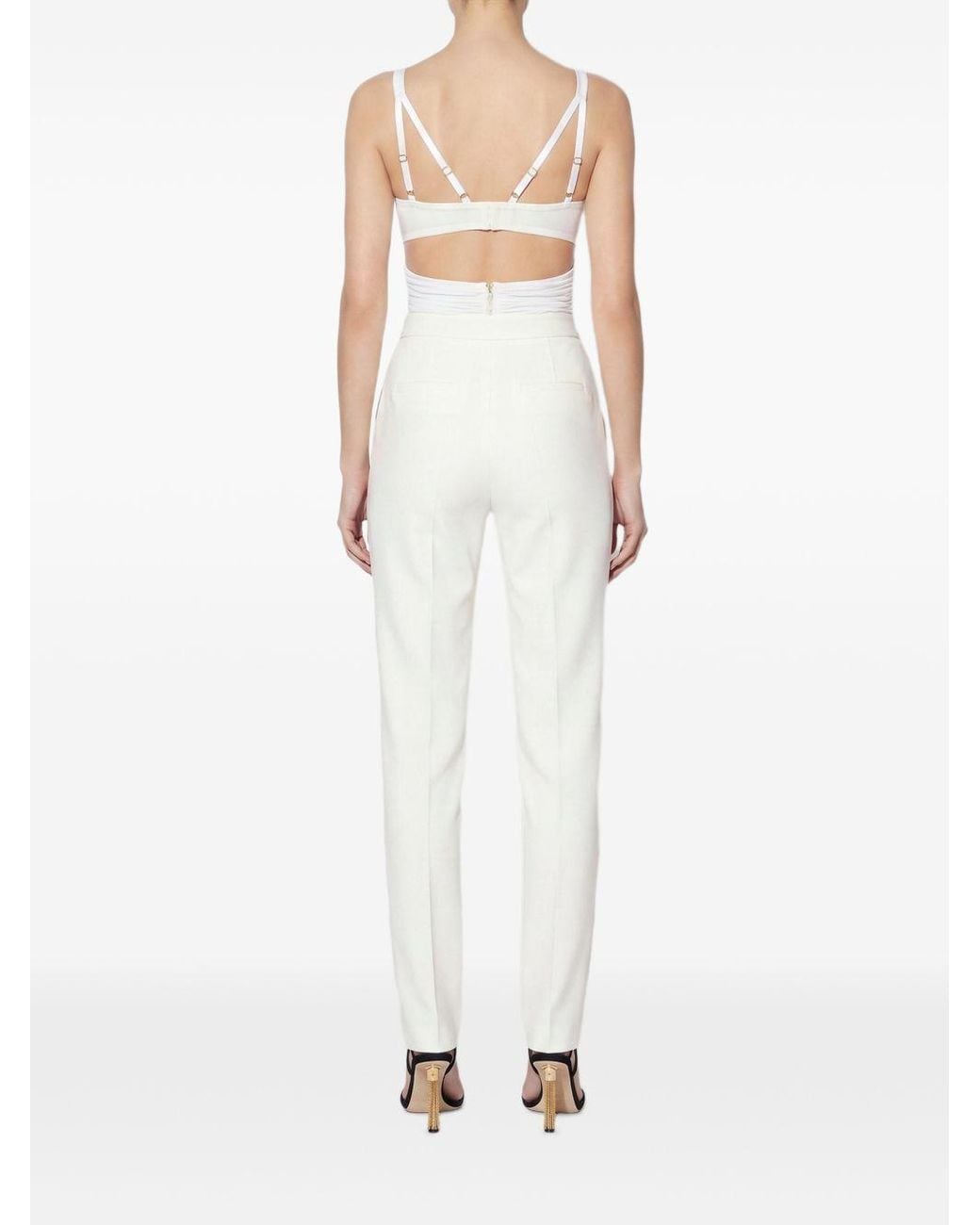 Elisabetta Franchi White Spaghetti-Strap Bodysuit