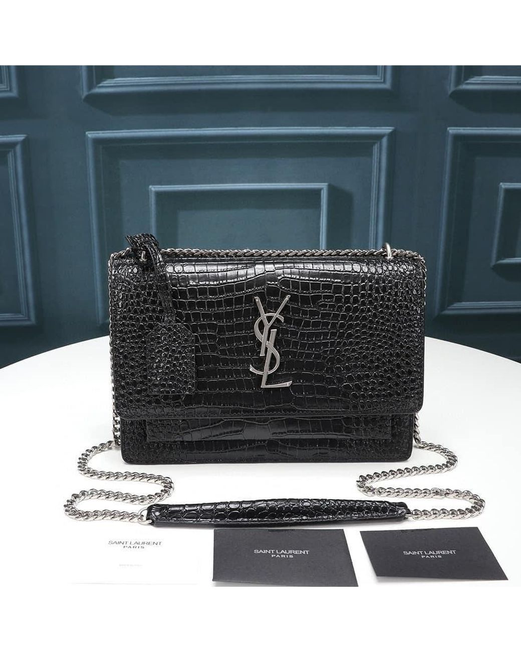 Saint Laurent Black Sunset Monogram Medium Shoulder Bag