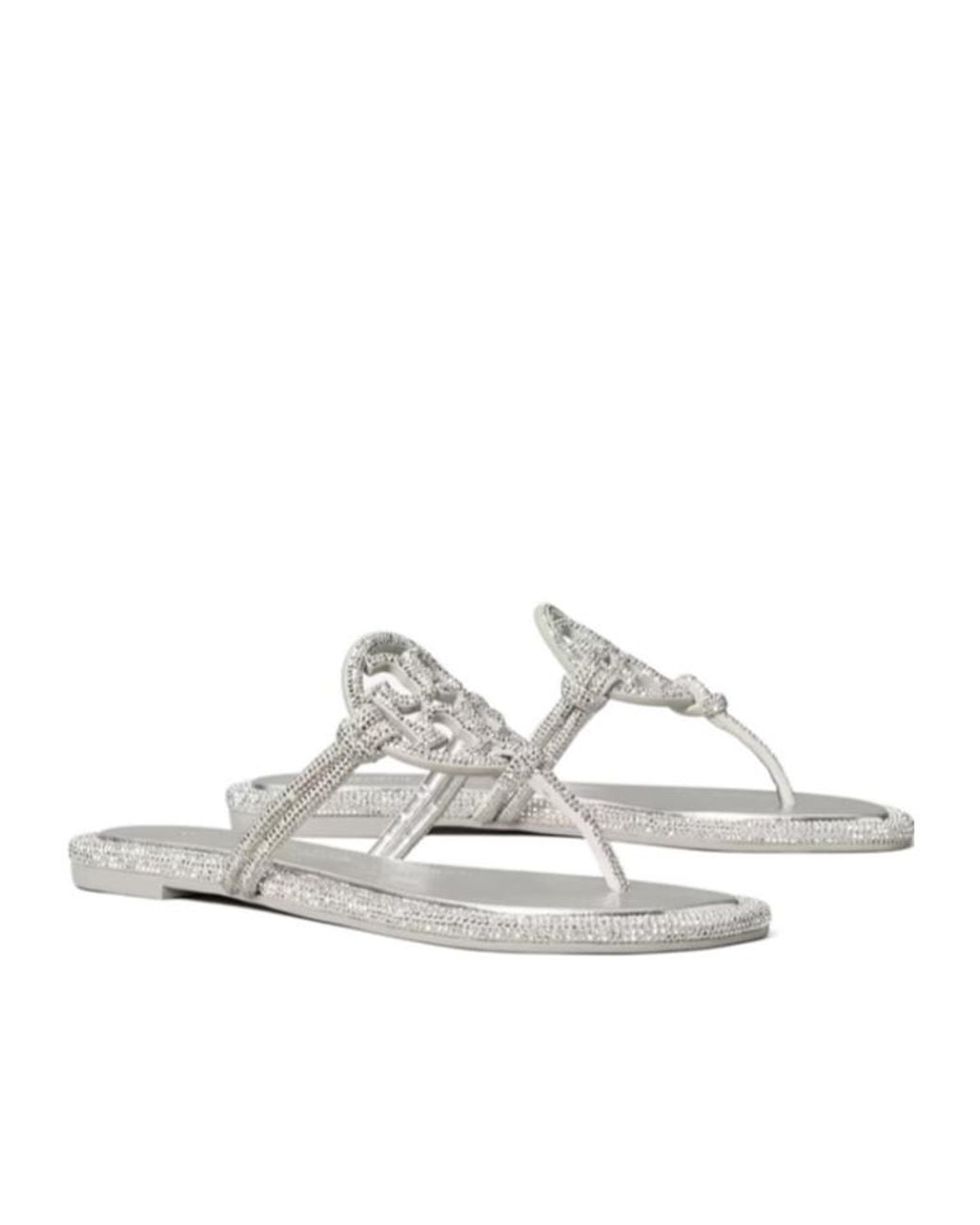 Tory Burch White Crystal Embellished Sandal