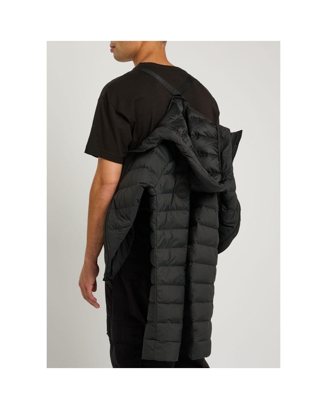 Canada Goose Black Hooded Horizontal Quilting Lightweight Down Jacket for men