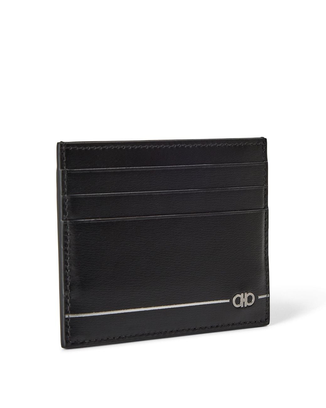 Ferragamo Black Leather Card Holder for men