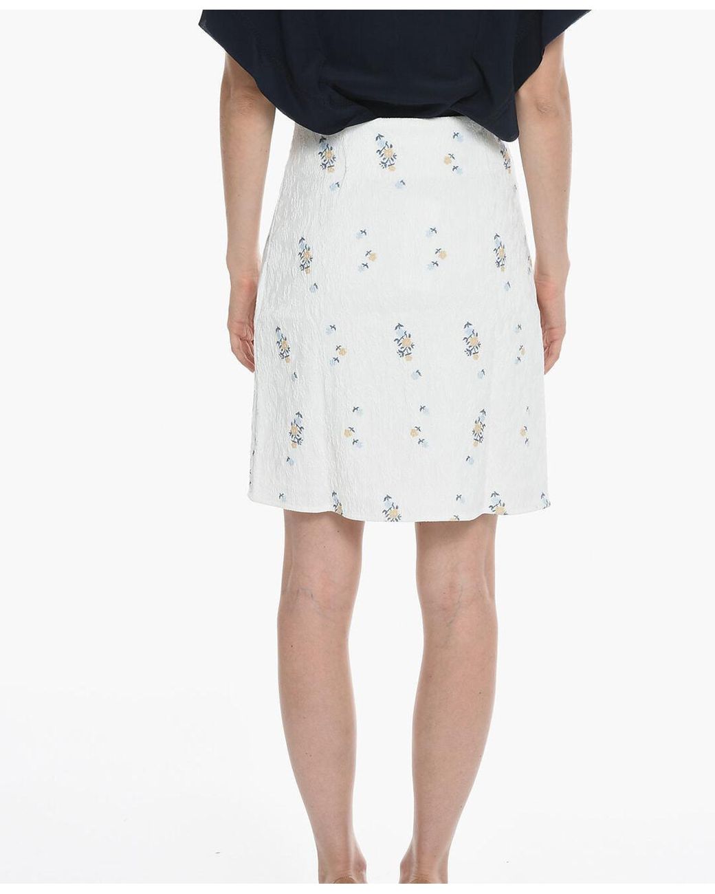 Samsøe & Samsøe White Floral-Embroidered Mini Skirt