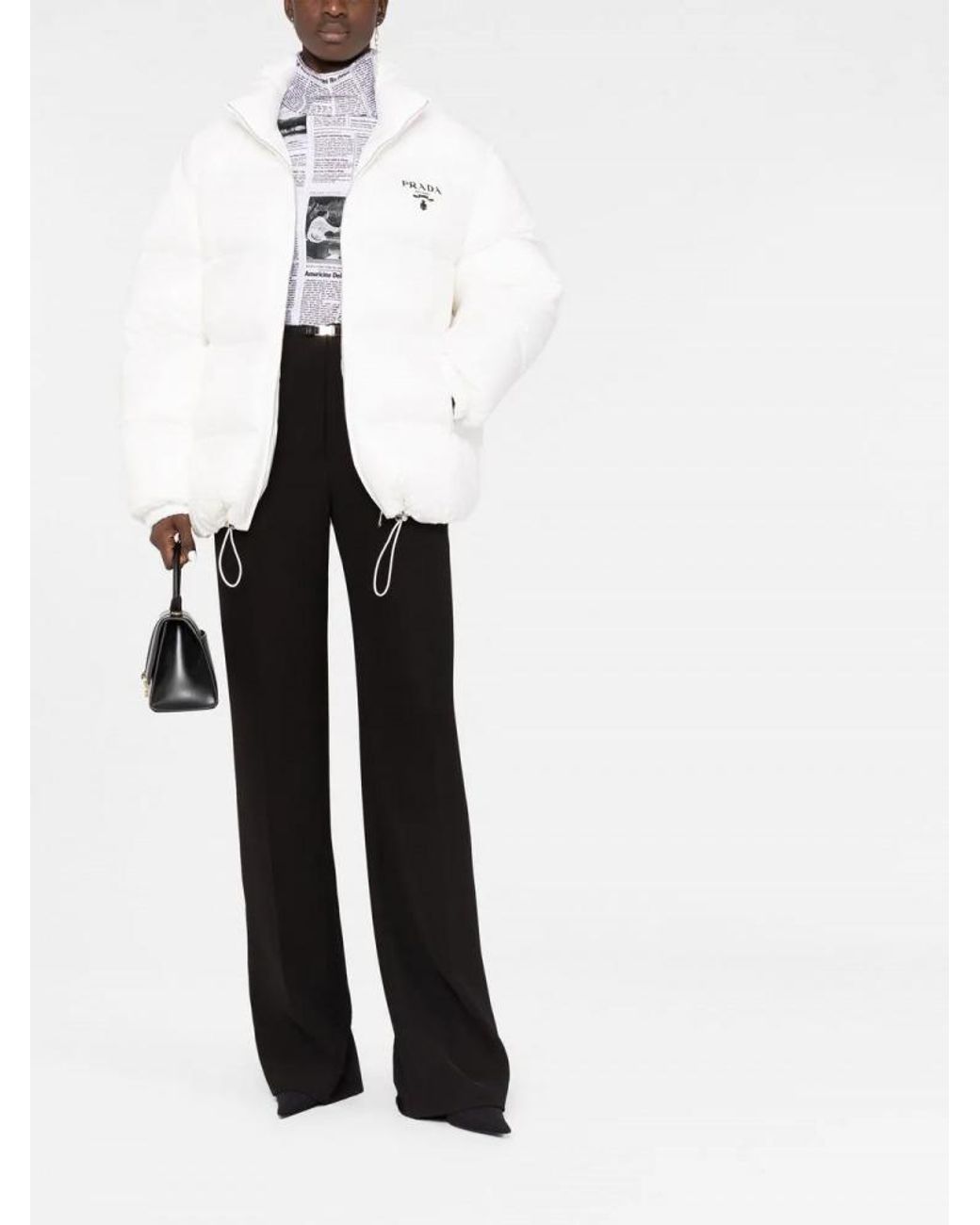 Prada White Re-Nylon Hooded Down Jacket