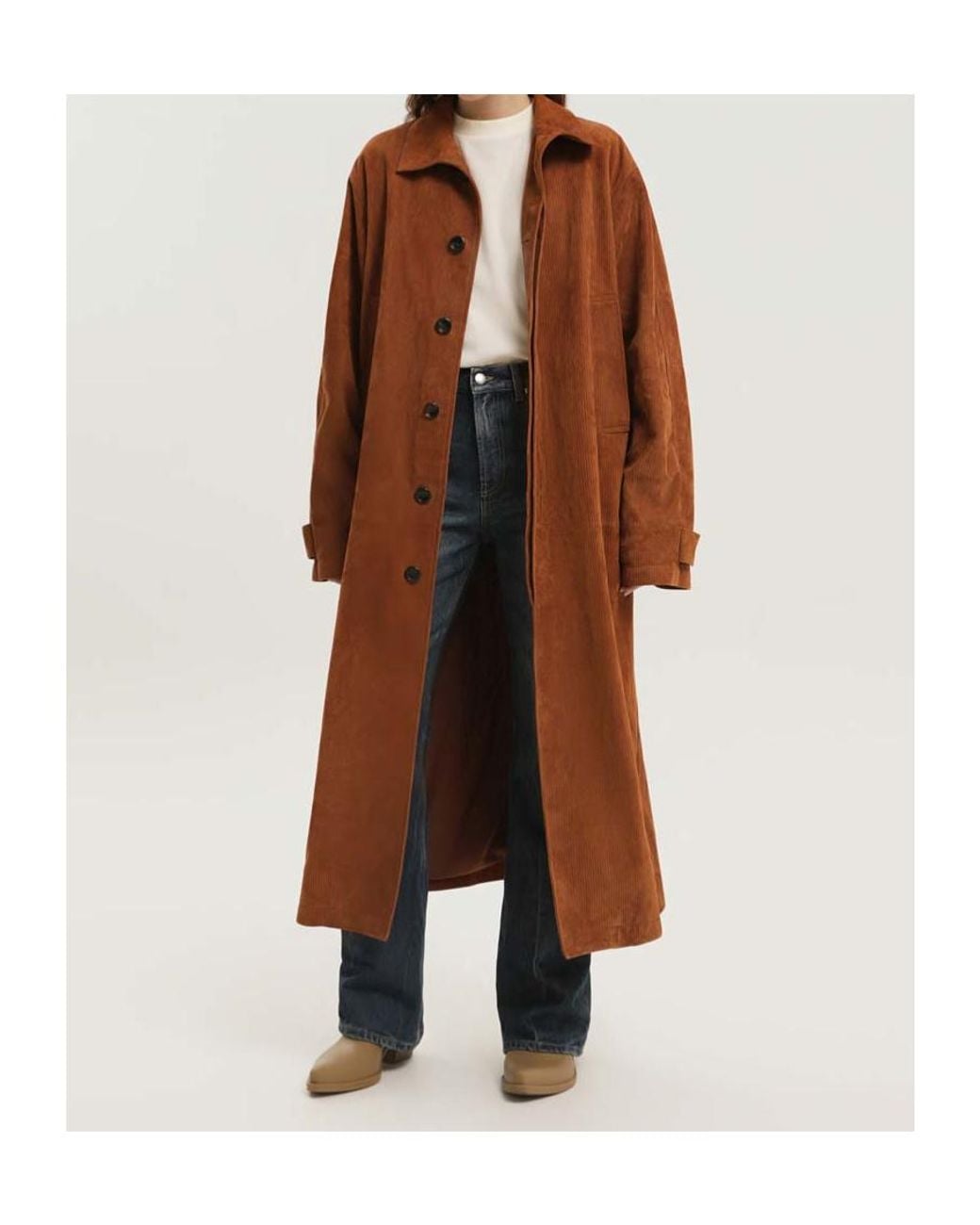 1989 STUDIO Brown Textured Longline Coat