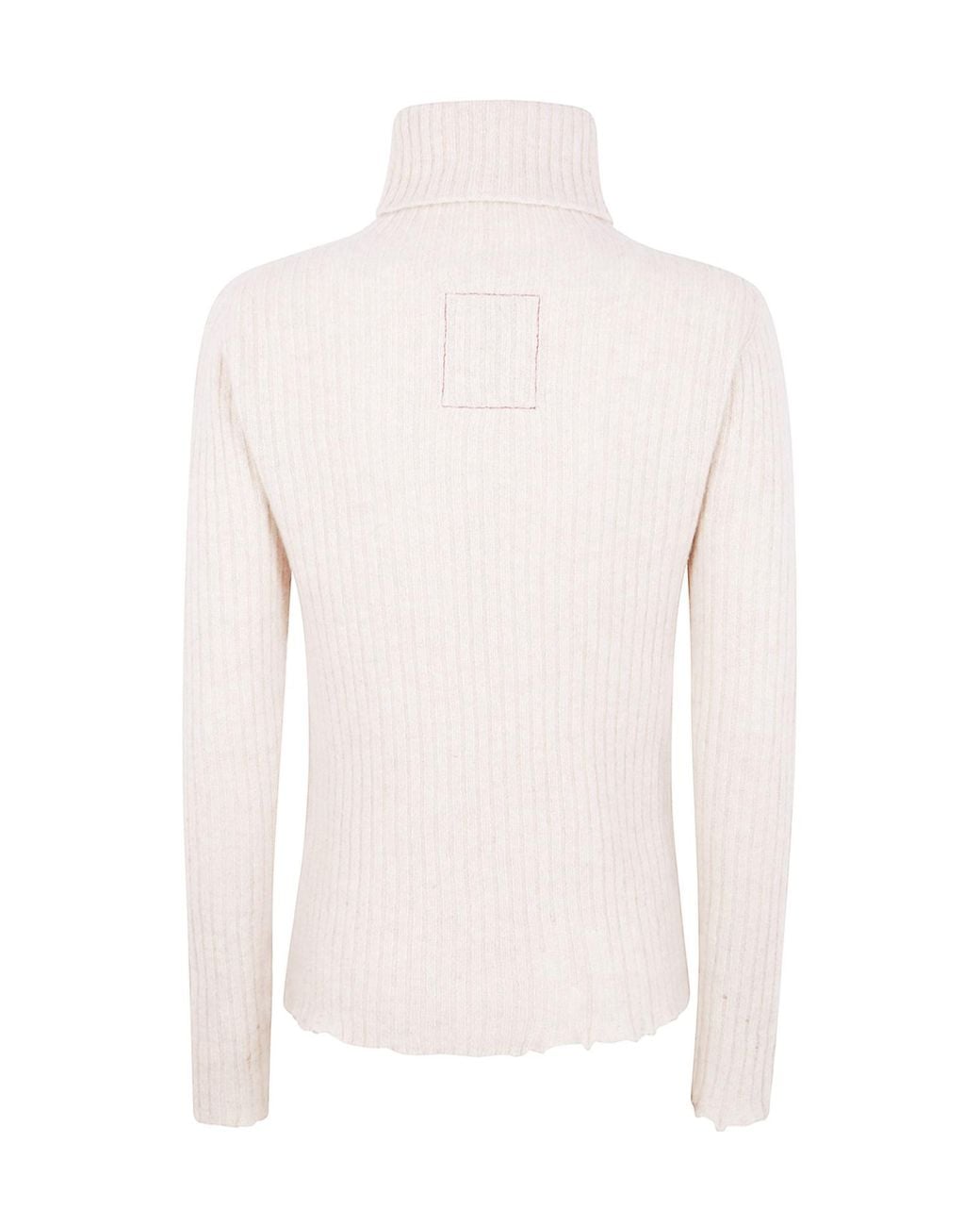 Uma Wang White Turtleneck Ribbed Sweater