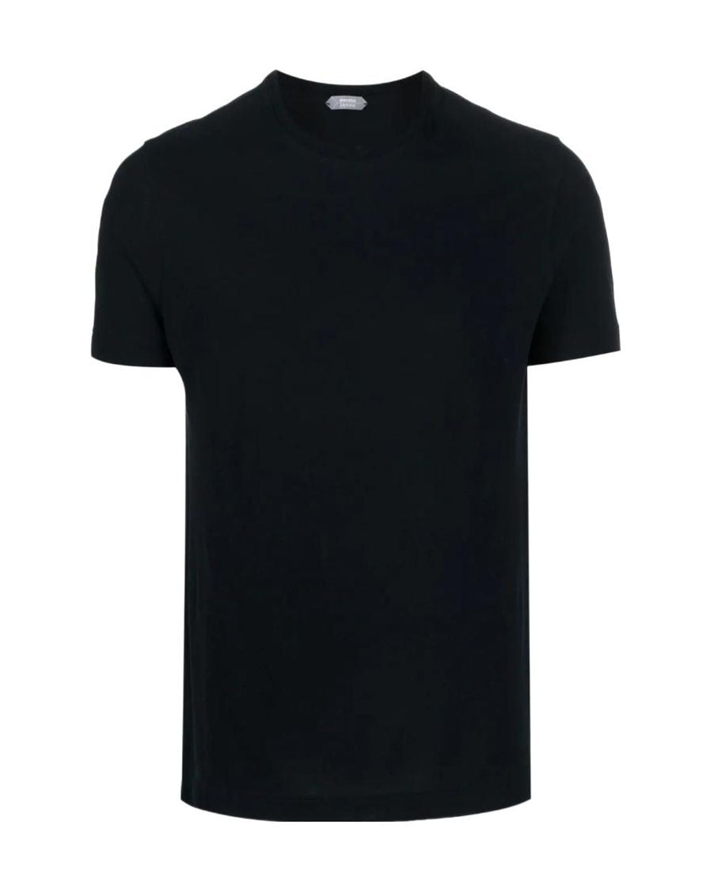 Zanone Black Short-Sleeved Straight-Hem Crewneck T-Shirt for men