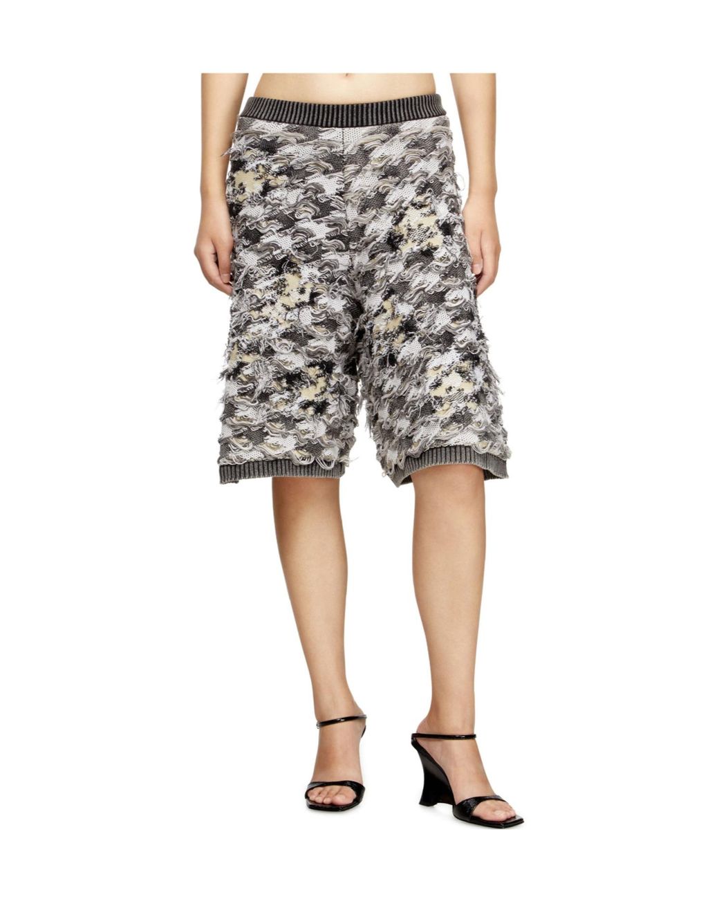 DIESEL Gray M-Vanja Destroyed Houndstooth-Jacquard Shorts