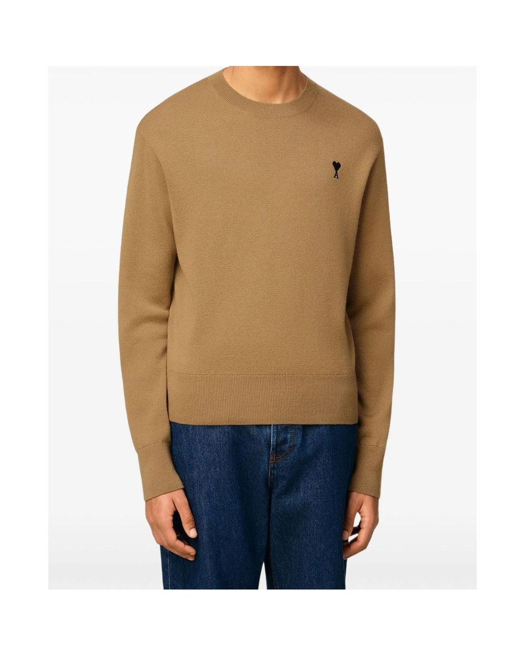 AMI Natural Logo Embroidered Crewneck Jumper for men