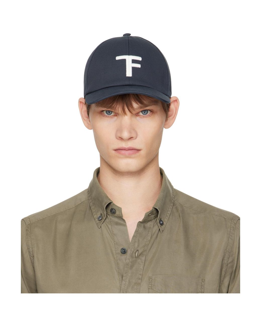 Tom Ford Blue Logo Embroidered Baseball Cap for men