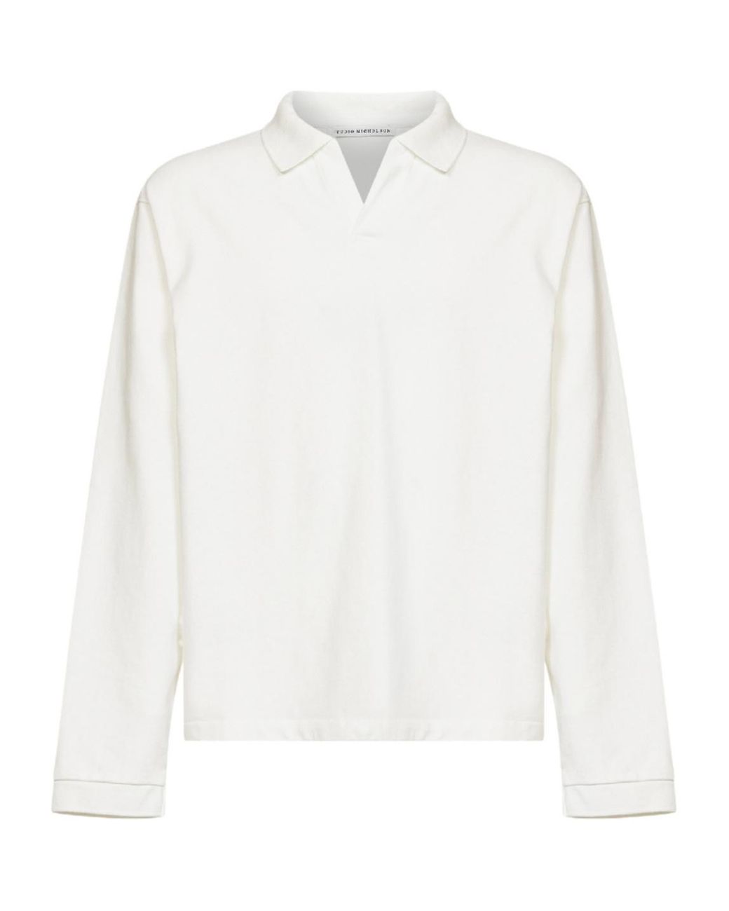 Studio Nicholson White Open Collar Long Sleeve Polo Shirt for men