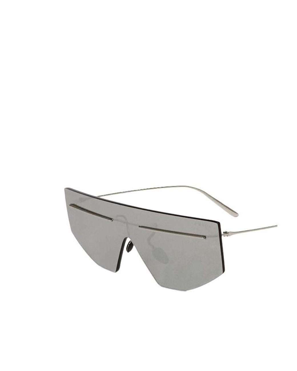 Prada Gray Rimless Shieldstyle Sunglasses for men
