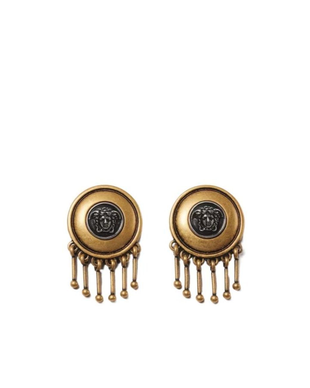 Versace Metallic Medusa Clip-On Drop Earrings