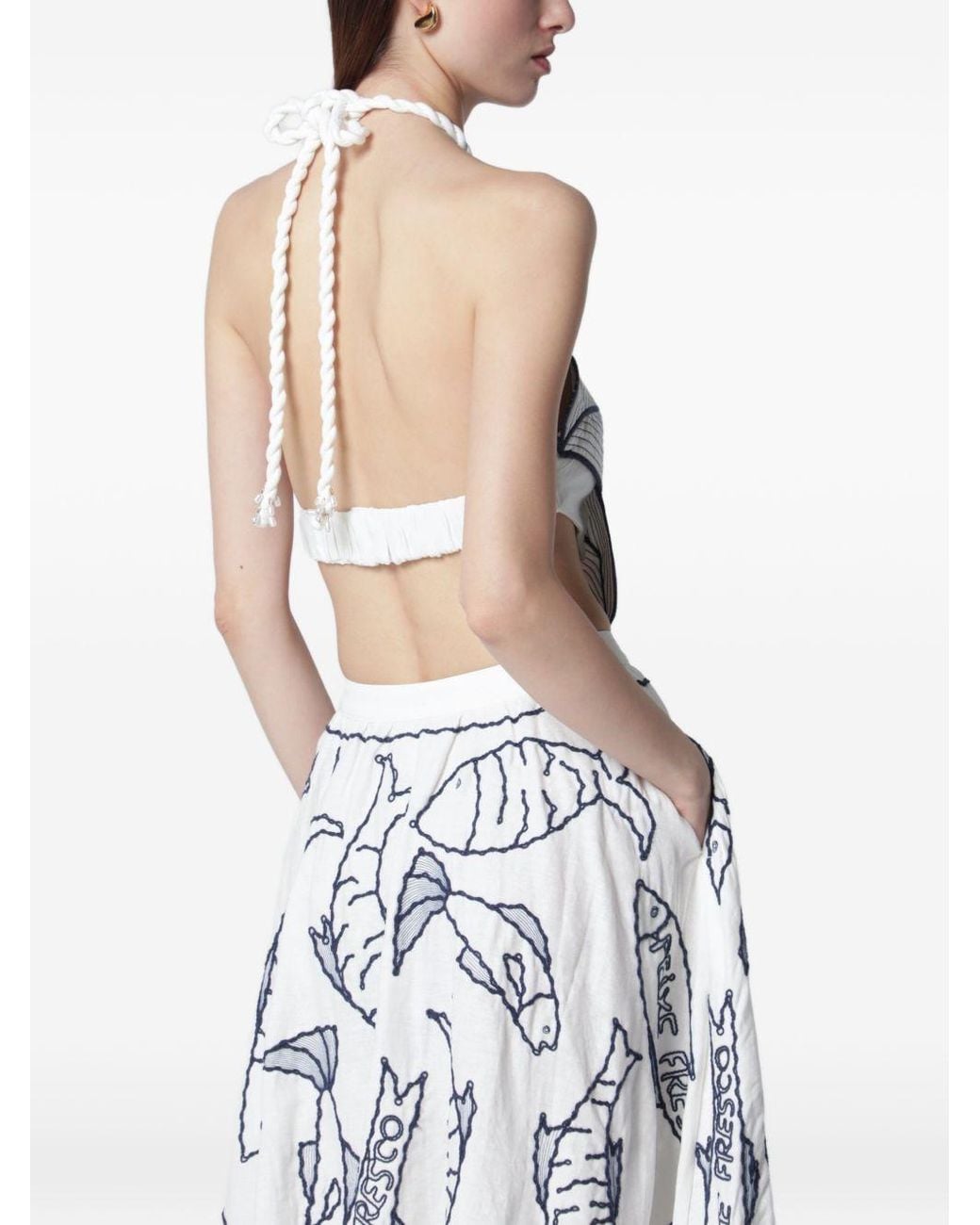 Farm Rio Gray Star-Shaped Halterneck Top