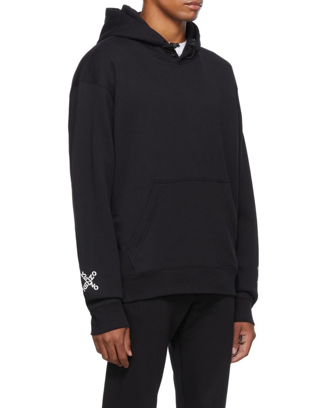 KENZO Black Logo-Print Hoodie for men