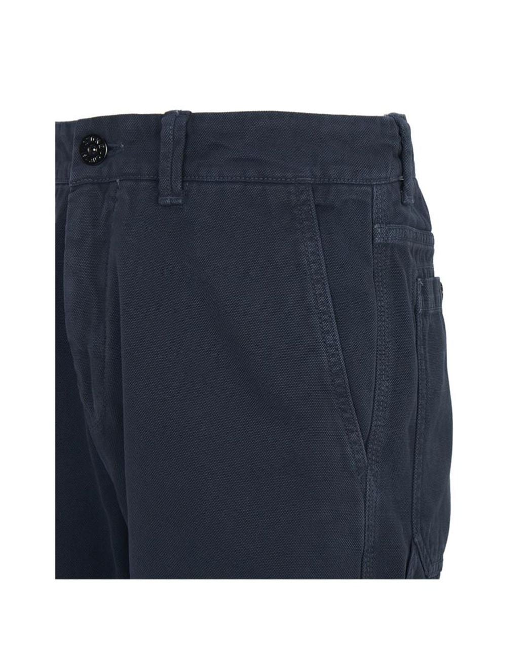 Stone Island Blue Old Effect Regular Fit Trousers for men