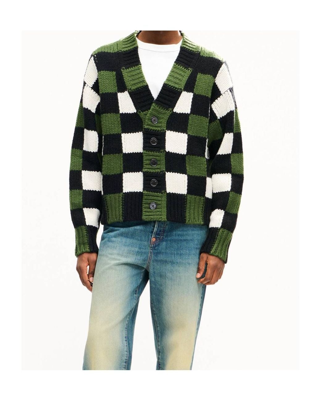 KENZO Green Checks' Cardigan for men