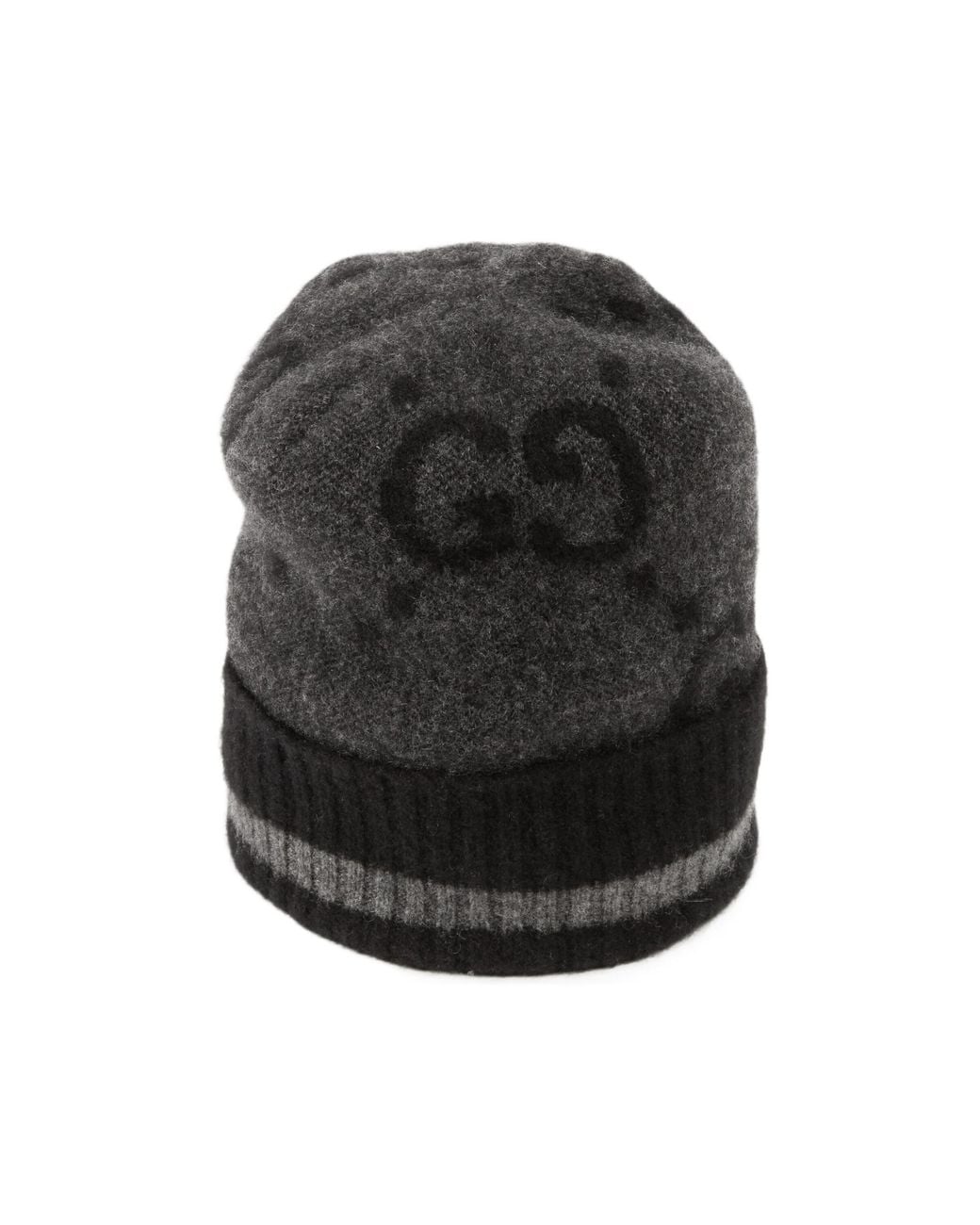 Gucci Black Monogram Knitted Beanie for men