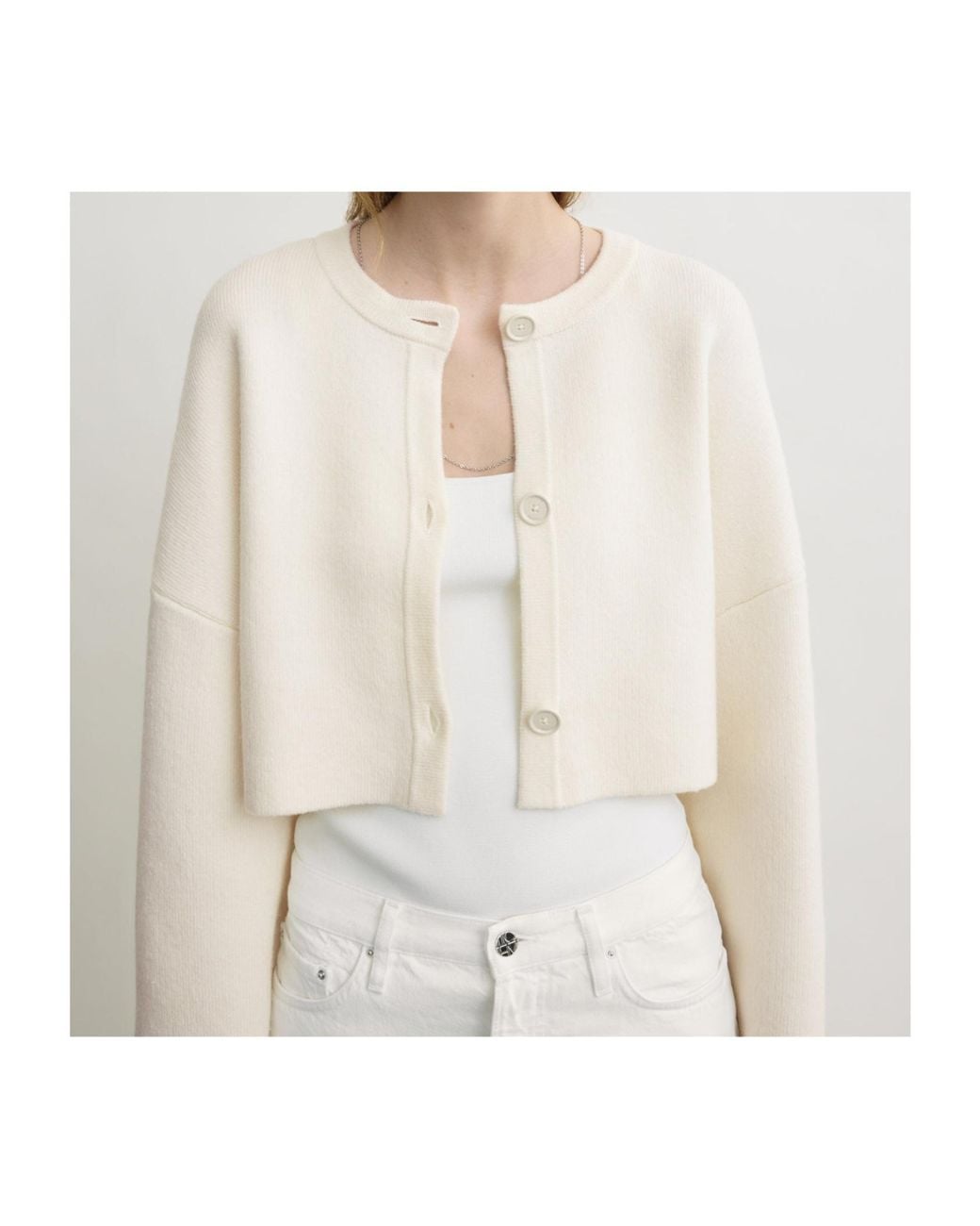 Totême Natural Totême Crewneck Cropped Cardigan