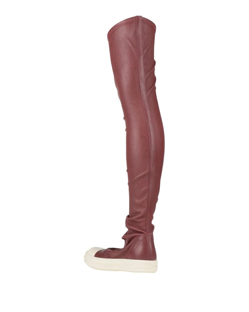 Rick Owens Red Elastic Over-The-Knee Boots