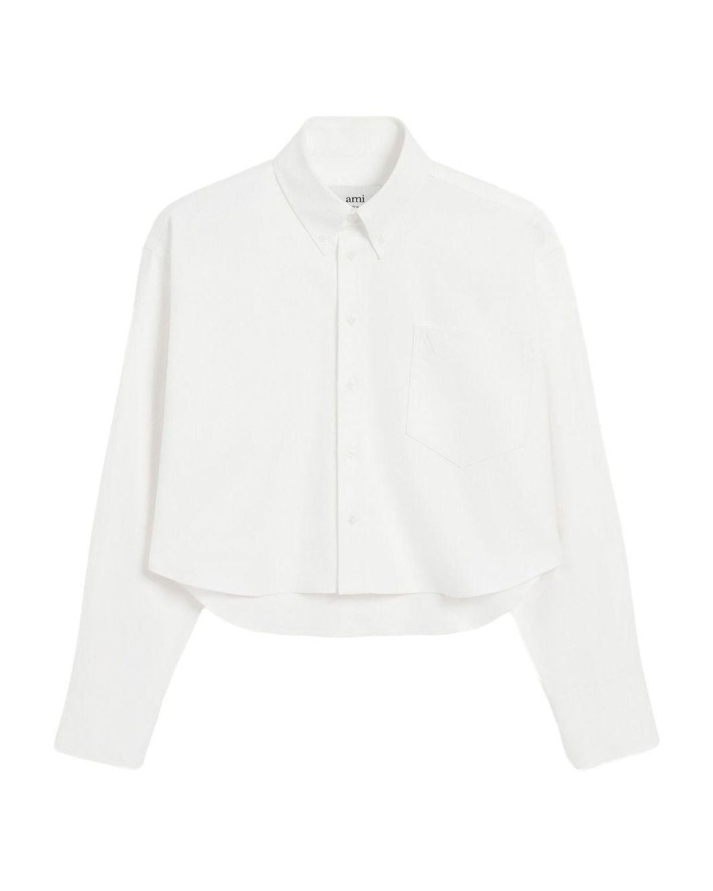 AMI White Heart-Embroidered Oxford Shirt