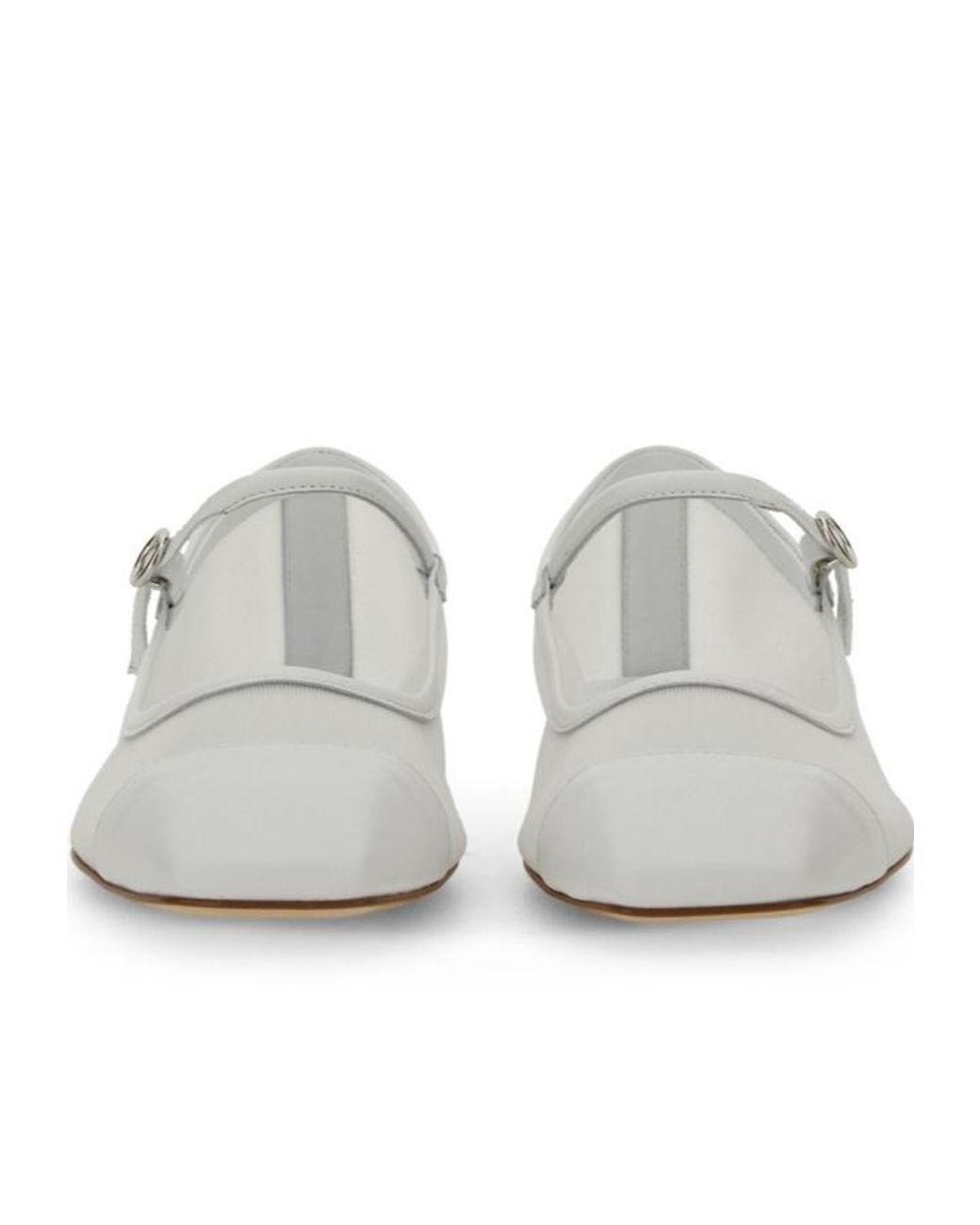 Aeyde White Uma Square Toe Mary Jane Flats