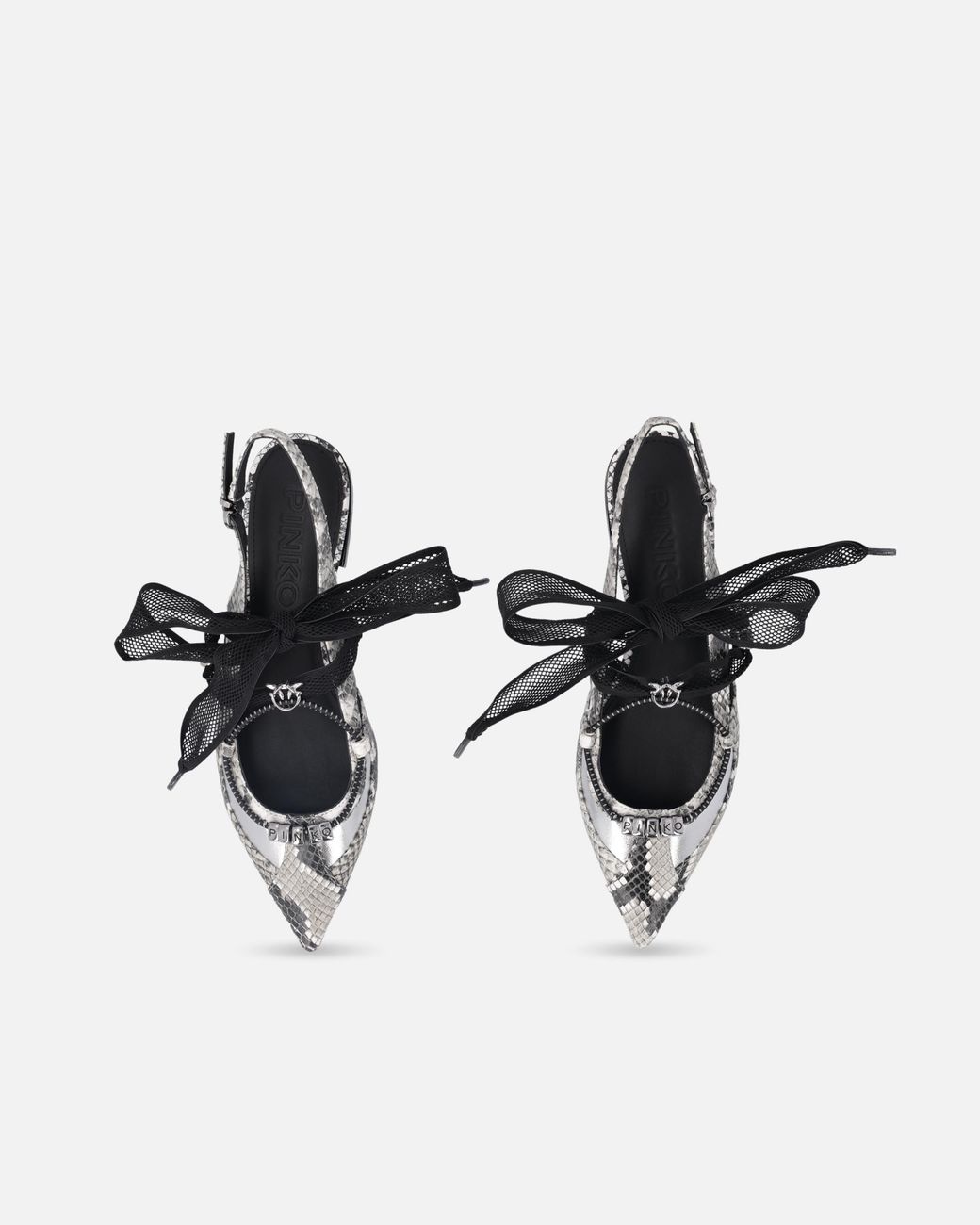 Pinko Black Bow Pointed-Toe Slingback Pumps
