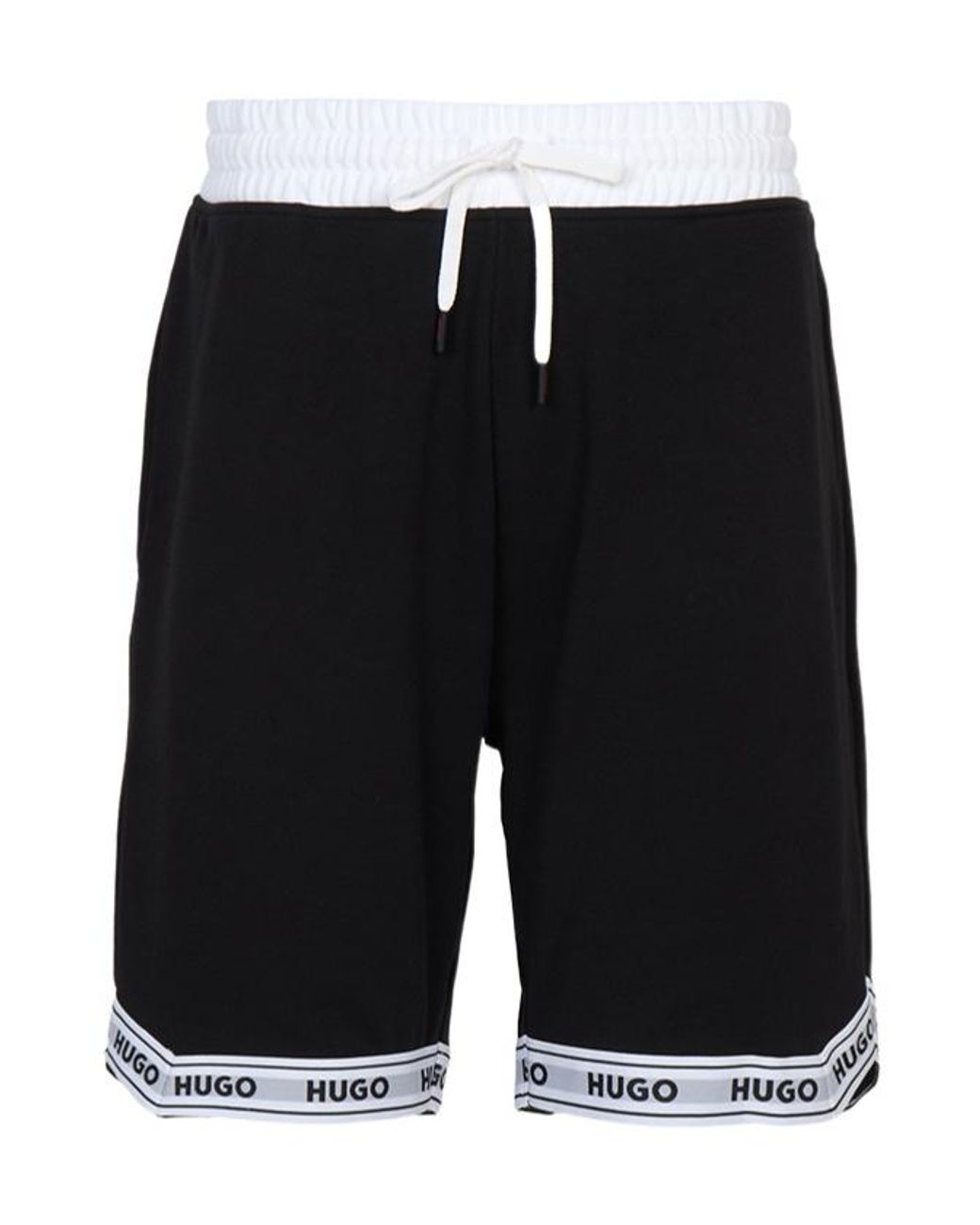 Boss Black Logo-Trim Drawstring Shorts for men