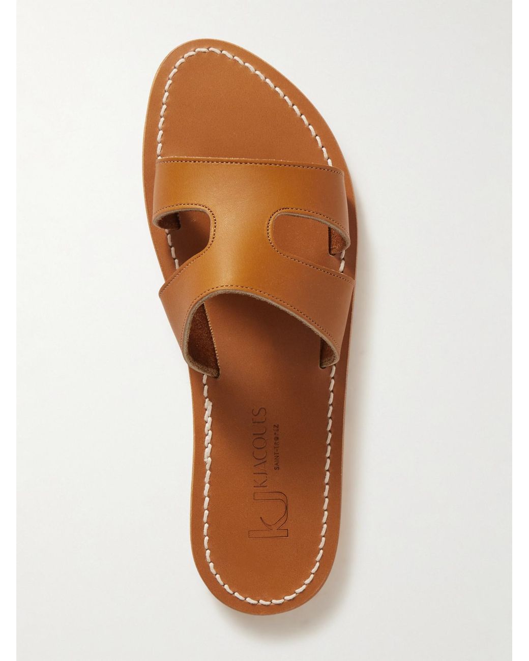 K. Jacques Brown Handmade Leather Slides