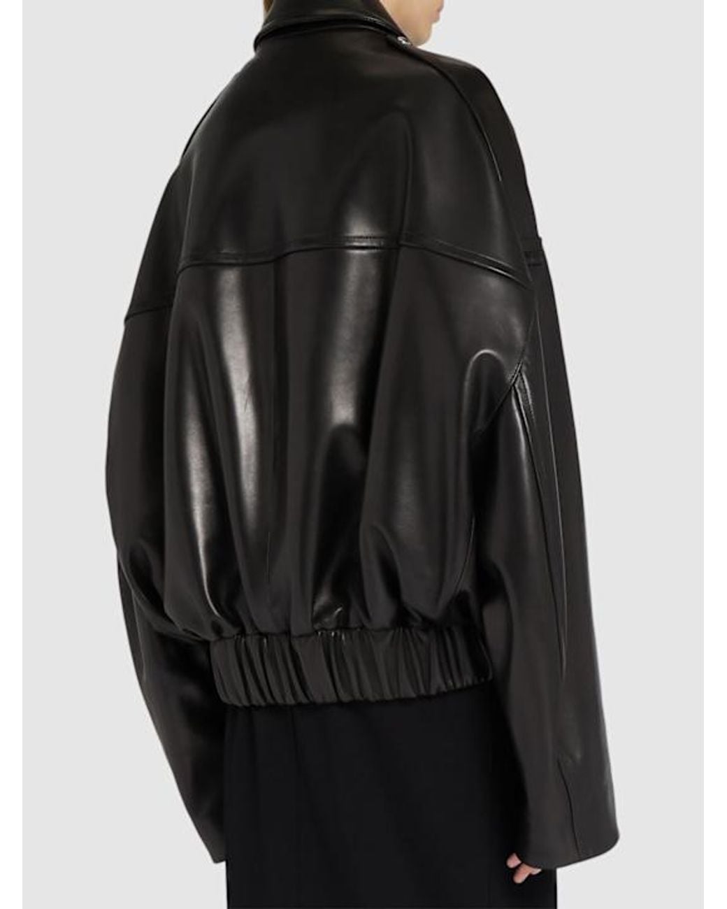 Khaite Black Owey Zip-Up Leather Jacket