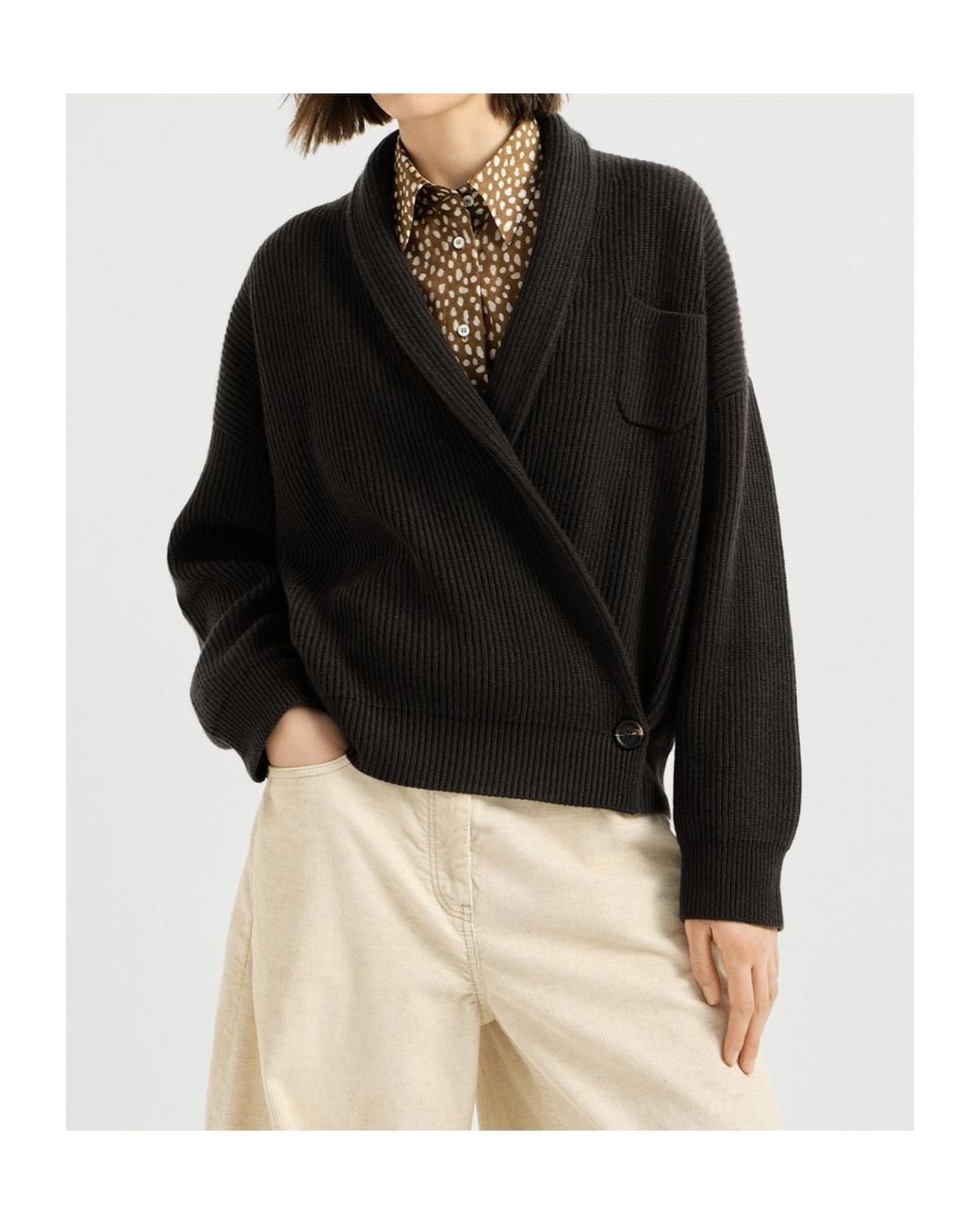 Brunello Cucinelli Black English Rib Cardigan