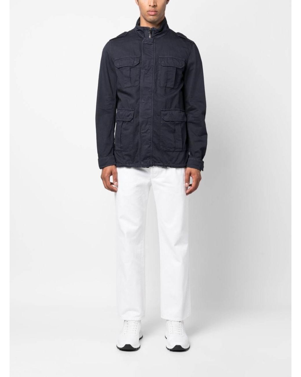 Herno Blue High-Neck Zipped Jacket for men