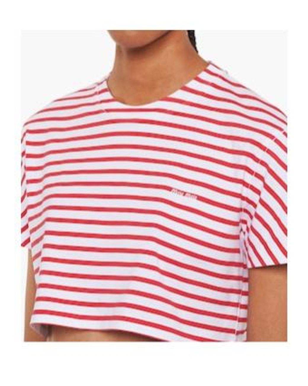 Miu Miu Red Cotton T-Shirt With Printed Logo