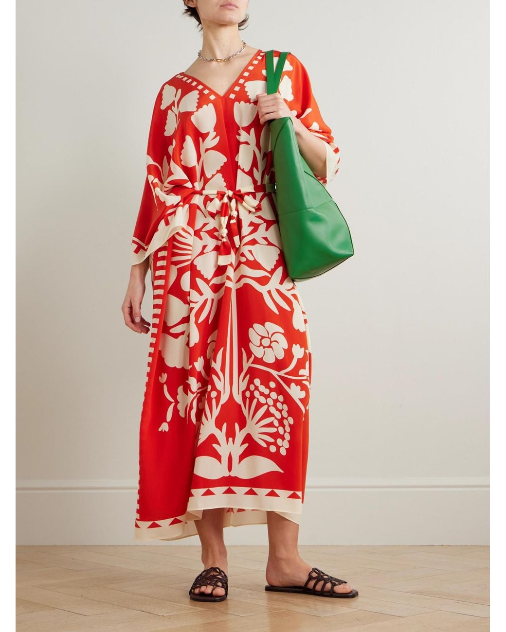Eres Red Printed Silk Dress