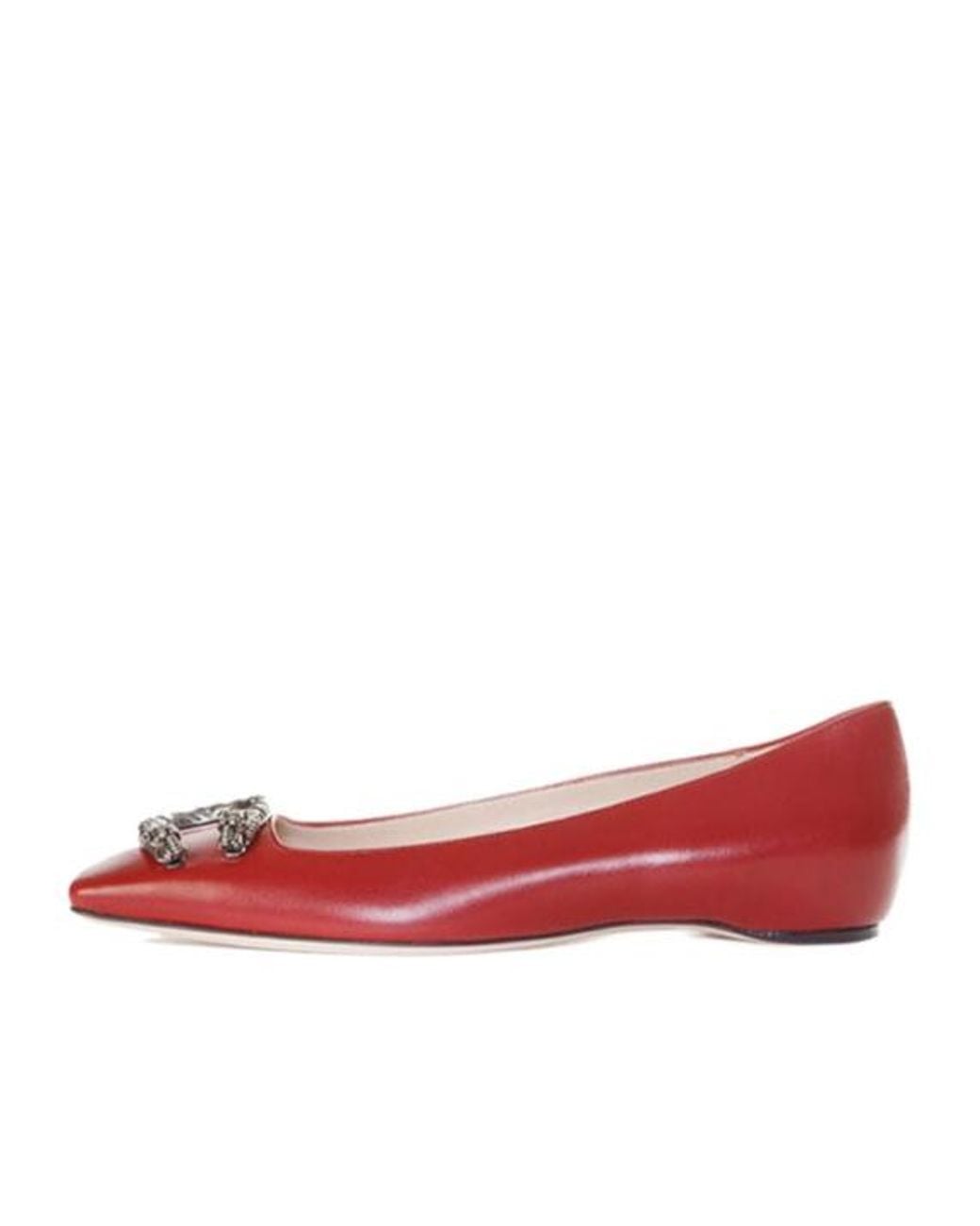Gucci Red Square-Toed Ballet Shoes
