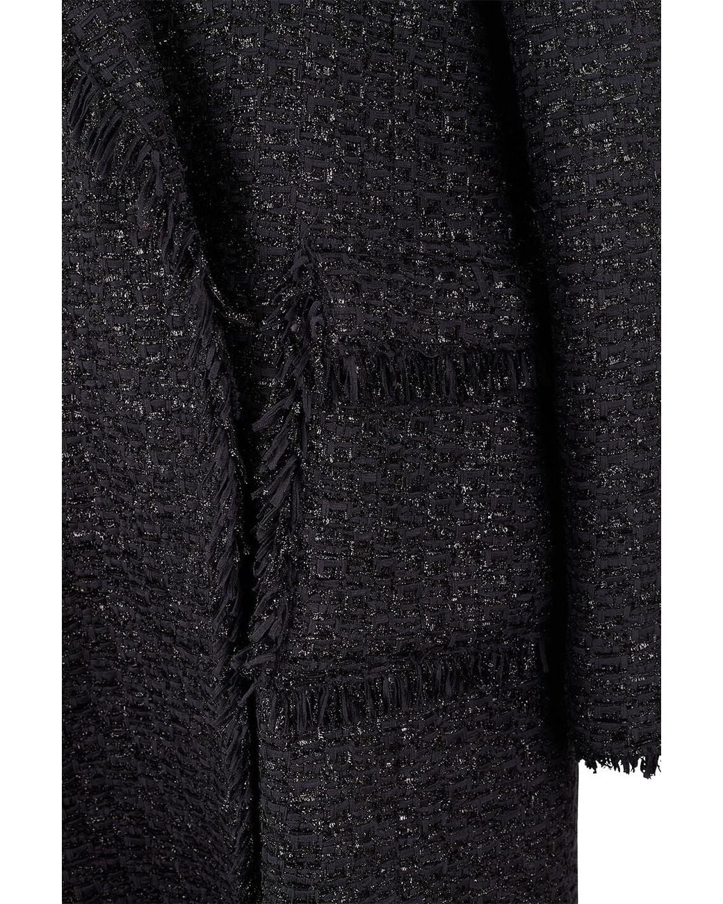 Giambattista Valli Black Mid-Length Bouclé Tweed Coat