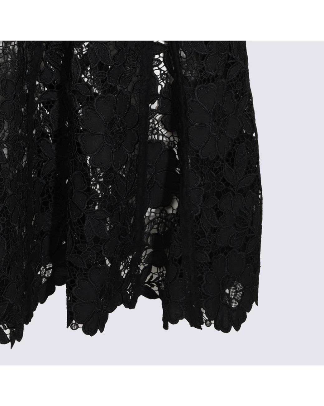Self-Portrait Black Floral Lace Midi Skirt