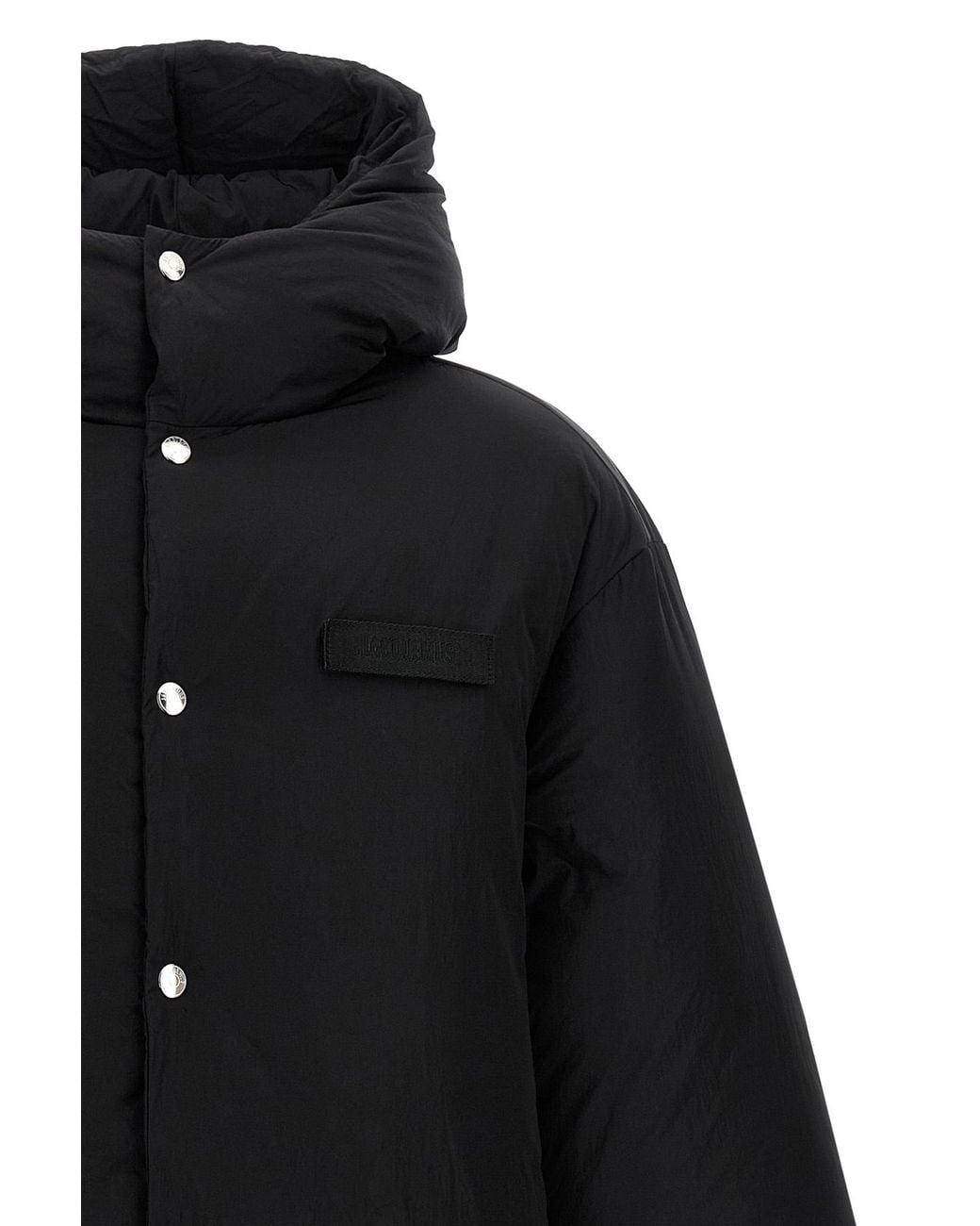 Jacquemus Black Logo Patch Hooded Jacket for men