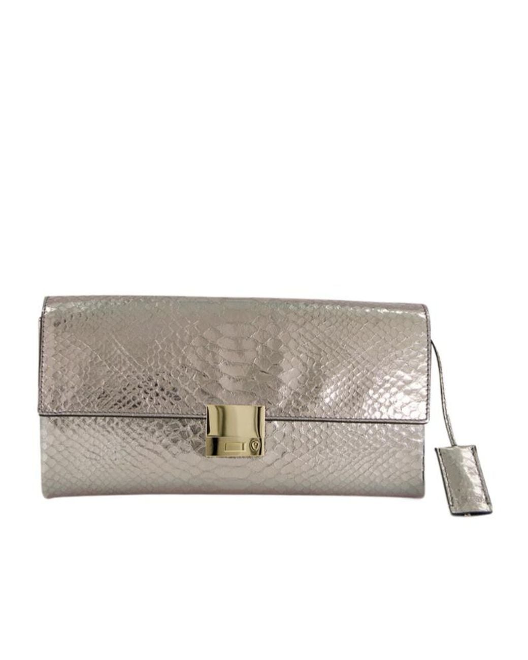 Tom Ford Gray Python-Effect Push-Lock Clutch Bag