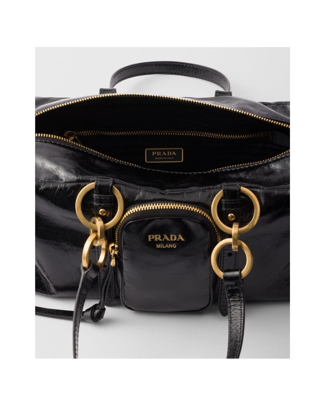 Prada Black Trunk Zipped Handbag