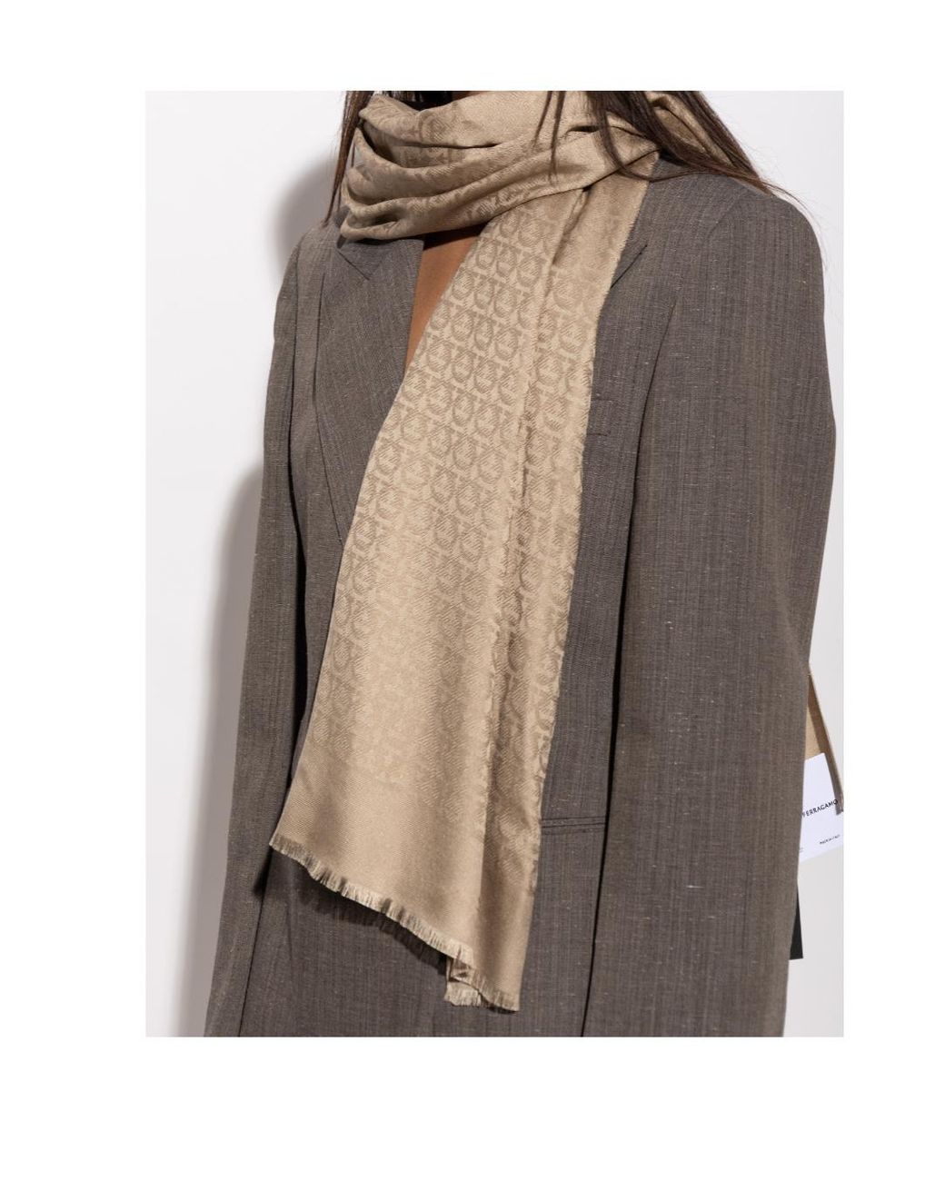 Ferragamo Natural Fringed Scarf