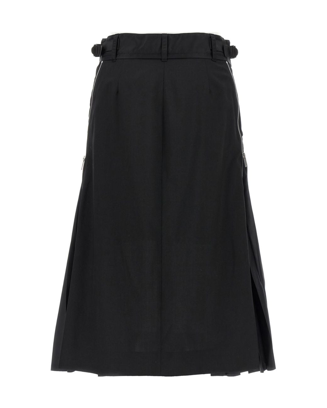 Sacai Black Zip Detailed Pleated Skirt