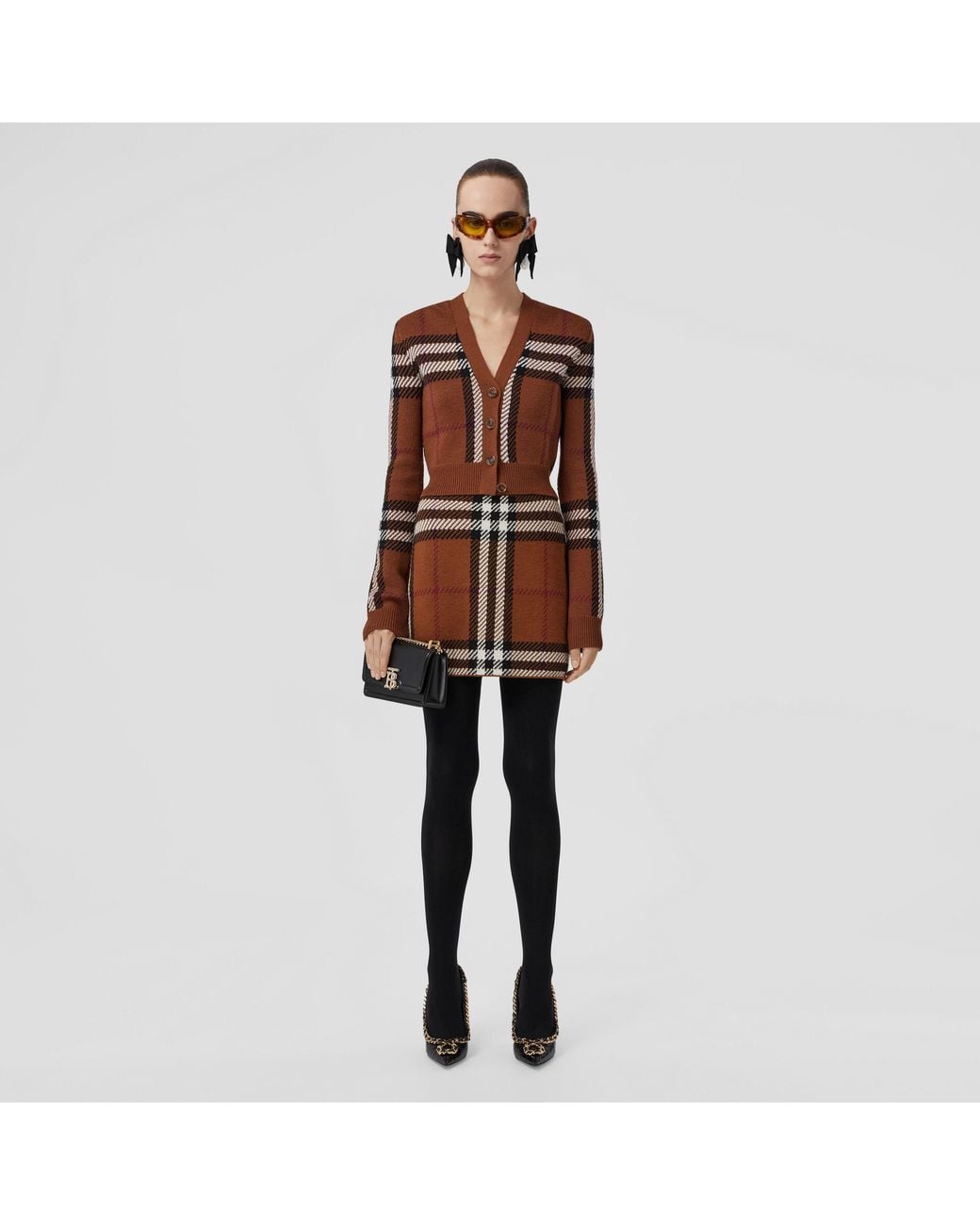 Burberry Brown Kiandra Check Wool Mini Skirt