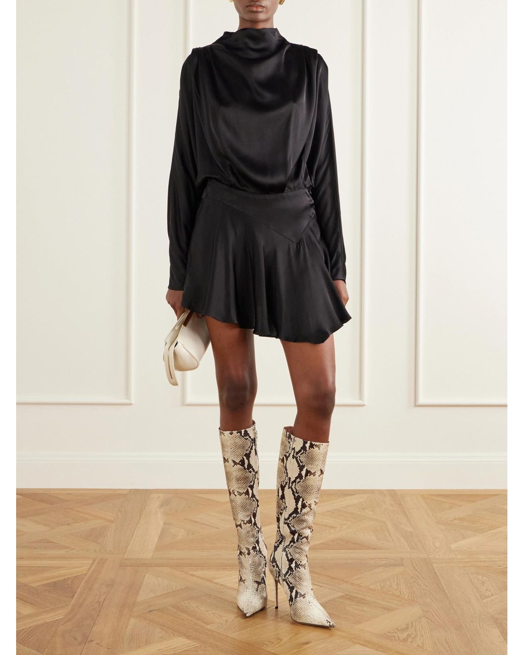 Paris Texas White Snake-Effect Leather Knee Boots