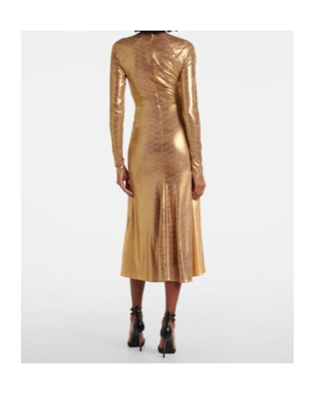 Roberto Cavalli Natural Embellished Snake-Print Midi Dress