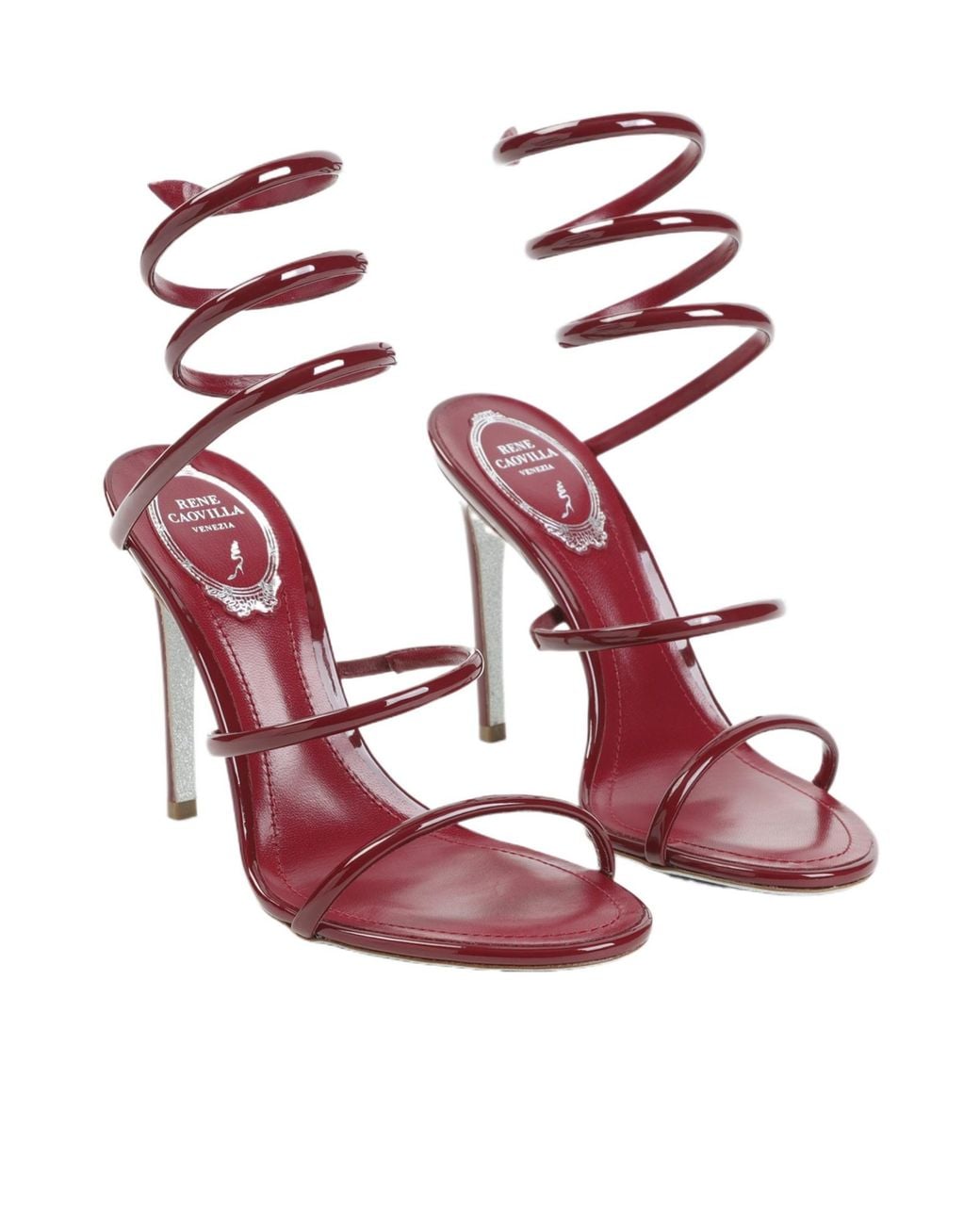 Rene Caovilla Pink René Caovilla Spiral Strap Heeled Sandals