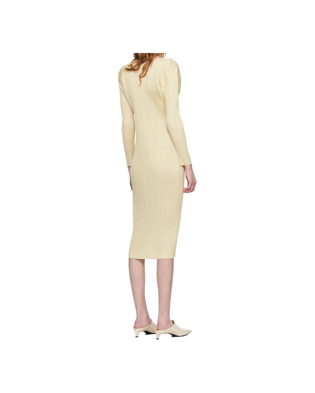 Pleats Please Issey Miyake Natural Pleated Knit Midi Dress