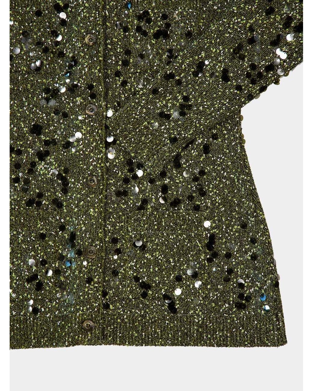 Gucci Green Polo Neck Tweed Cardigan