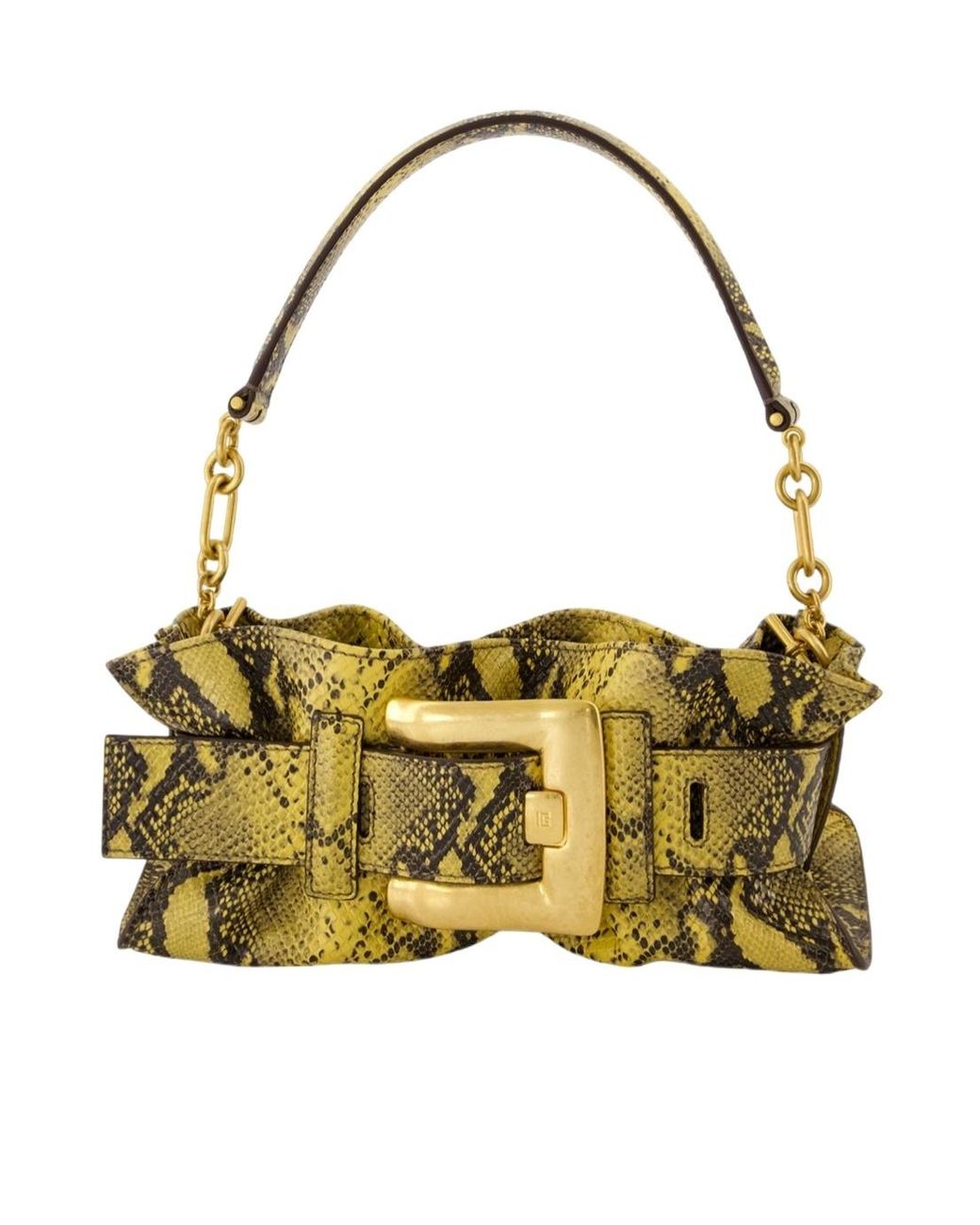 Balmain Metallic Anthem Snakeskin-Effect Shoulder Bag